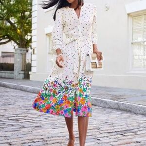 Talbots 12 Poplin Blissful Floral Shirtdress